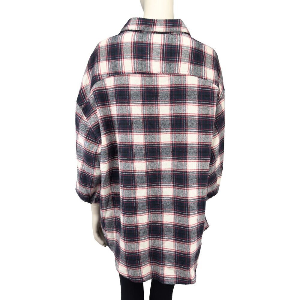 HARVE BENARD Plaid Red White‎ Black & Blue Button Up 3/4 Sleeves Shirt Size XL - Picture 6 of 9